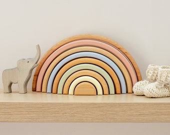 Patterned Wooden Rainbow (9-arch) / Toy Rainbow / Nursery Decor / Stacking Rainbow