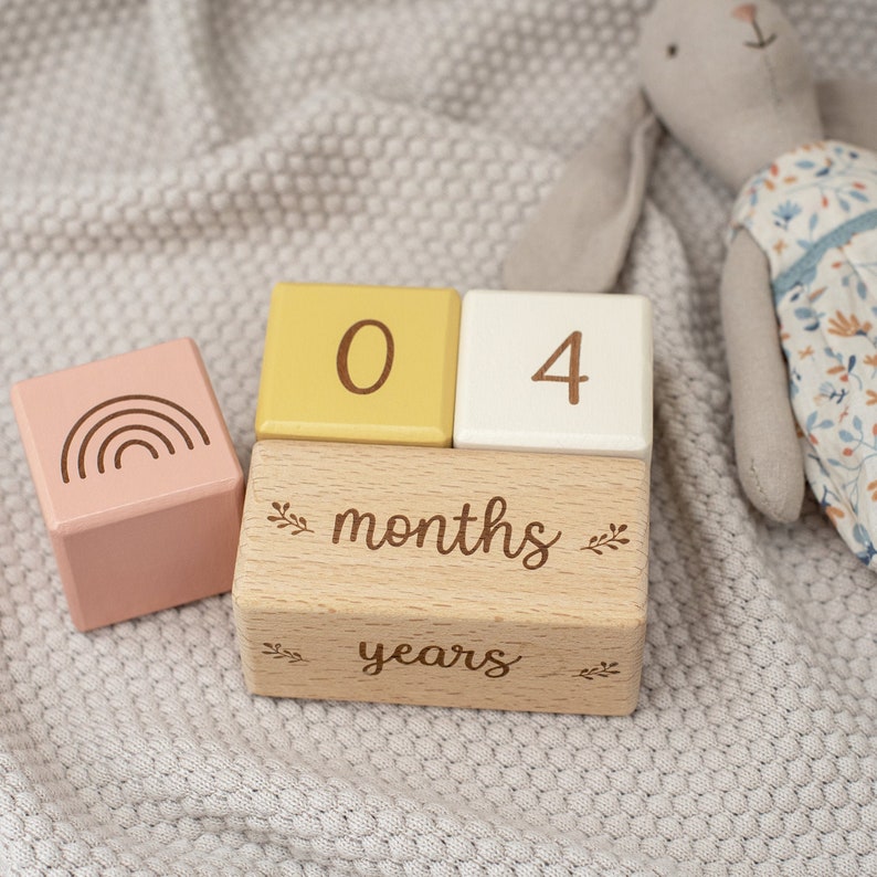 Wooden Baby Milestone Blocks With Scripted Font custom Etsy UK