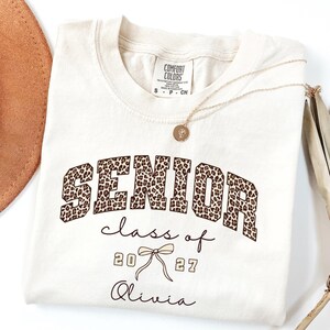Comfort Colors® Senior 2027 Shirt, Leopard Class of 2027 Tee, Personalized Graduation Shirt, Custom Name Senior Shirt, Back To School Tshirt
