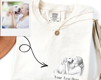 Camiseta Comfort Colors personalizada con foto de mamá perruna, camiseta personalizada para mamás perrunas, camiseta con retrato de mascota personalizado, regalo para amantes de los perros, regalo para el Día de la Madre