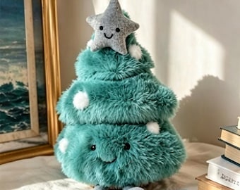 Peluche douce sapin de Noël, peluche sapin de Noël moelleux, décoration hivernale festive, compagnon de vacances câlin, décoration de Noël kawaii