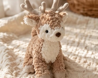 Peluche suave de reno estilo Jellycat, lindo animal de peluche navideño kawaii para aliviar la ansiedad y brindar apoyo emocional, adorable decoración para la habitación del bebé.