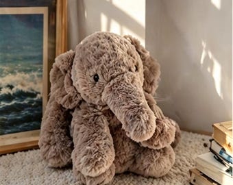 Peluche éléphant douce, poupée éléphanteau moelleuse, peluche pour soulager l'anxiété, décoration de chambre d'enfant, copain câlin confortable, compagnon éléphant kawaii