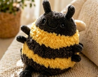 Peluche douce bourdon, adorable peluche abeille, jouet sensoriel pour le soulagement de l'anxiété, décoration de chambre de bébé, abeille en peluche pour le soutien émotionnel
