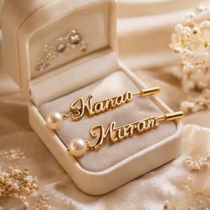 Benutzerdefinierte Perle Name Brosche, personalisierte Gold Script Pin Hochzeit Brautjungfer Brosche, elegante Name Pin Brautparty Geschenk individuelle Schmuck Andenken