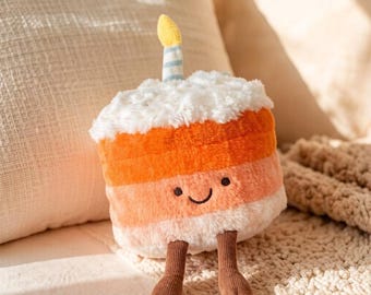 Joli gâteau arc-en-ciel en peluche, poupée douce Jellycat, peluche réconfortante pour enfants, cadeau d'anniversaire de Noël, câlin douillet, décoration de chambre d'enfant