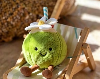 Peluche JellyCat feuille d'Aruba, peluche tropicale Kawaii, décoration de bureau mignonne, poupée en peluche douce, cadeau pour elle, décoration de chambre d'enfant