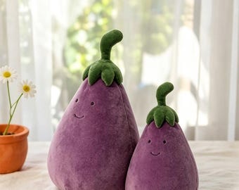 Peluche douce aubergine style Jellycat Animal en peluche mignon de légumes kawaii pour le soulagement de l'anxiété et un soutien émotionnel, décoration de chambre d'enfant confortable