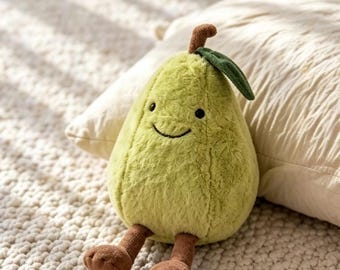 Peluche douce poire style Jellycat, copain câlin spongieux pour enfants et adolescents, décoration de chambre d'enfant confortable, cadeau d'anniversaire de Noël doux pour femmes filles