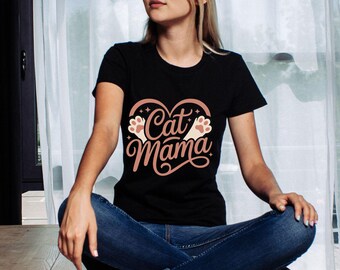Cat Mama PNG and SVG Paw Heart Typography Sublimation Digital Download
