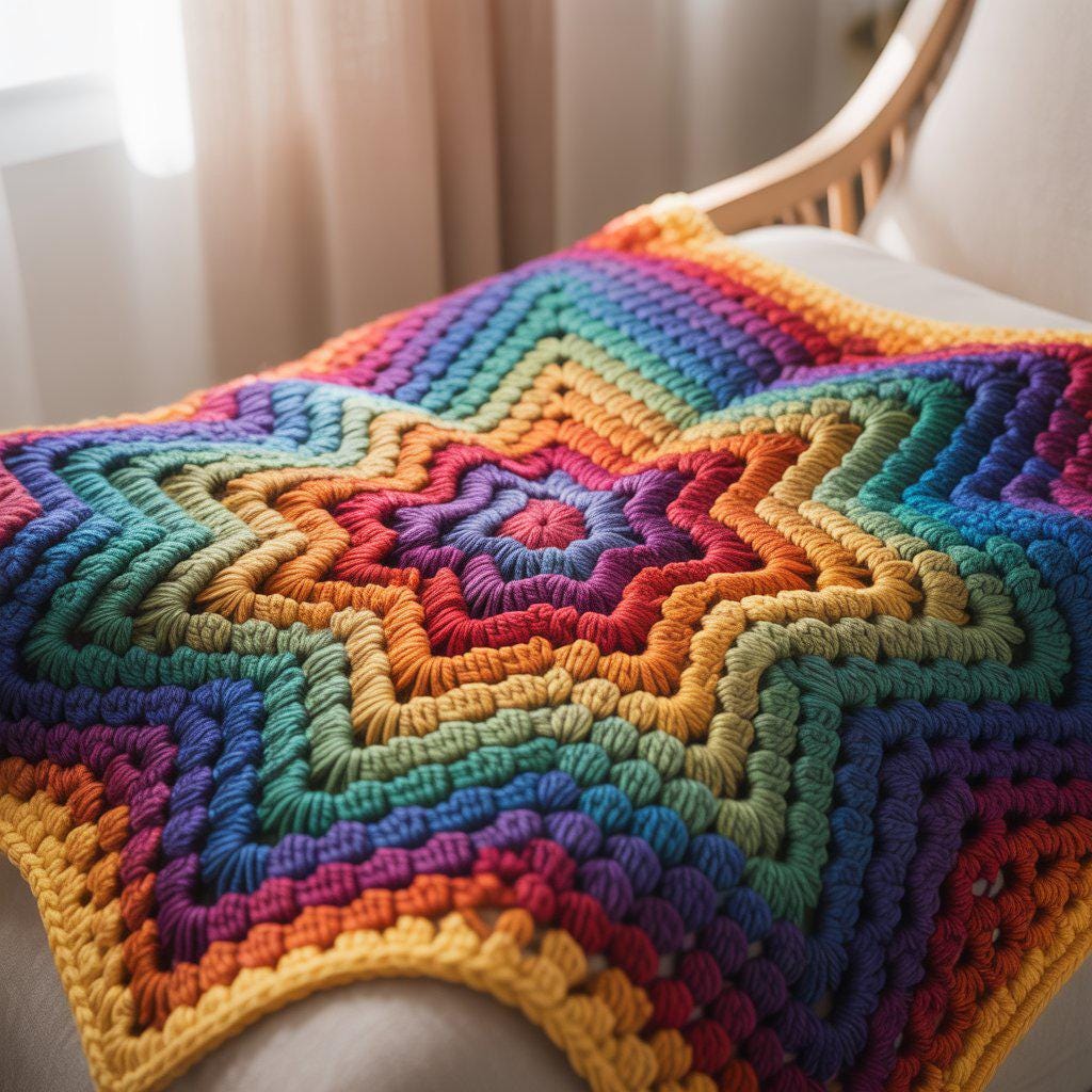 40 Fabulous Crochet Star Blankets and Patterns You Must Make 6 Rainbow Starlight Crochet