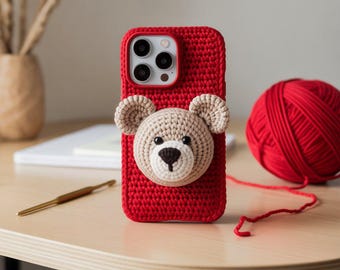 Crochet iPhone 15 Pro Max Case Pattern Amigurumi Bear Phone Cover PDF DIY Gift