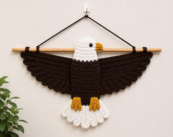 Bald Eagle Crochet Pattern PDF, Patriotic Wall Hanging, Bird Wall Decor