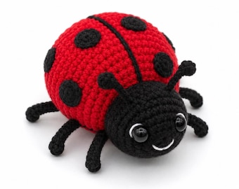 Crochet Ladybug Amigurumi Pattern, Red Black Bug Plush Toy (PDF Download)
