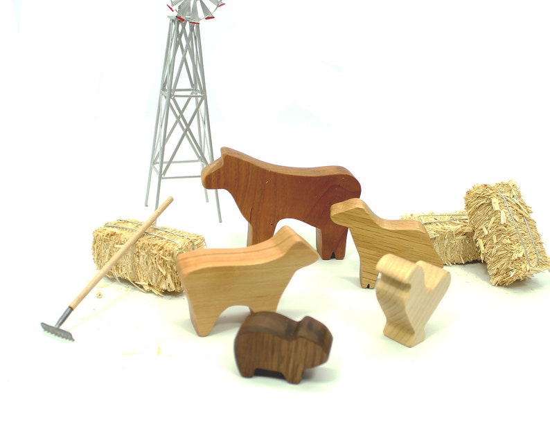 Wooden Farm Animal Toy Play Set Etsy