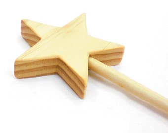 Magic Fairy Wand - Wood Magic Wand, Princess Wand, Wooden Wand, Wooden Magic Wand, Flower Girl Wand, Wooden Star Wand, Wood Star Wand