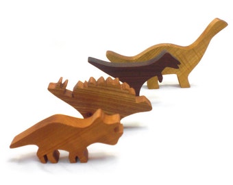 Wooden Dinosaur Toy Play Set, Wooden Dinosaur Toy, Wood Dinosaur, Gift for Boys, Stegosaurus, Brontosaurus, Triceratops, T-Rex