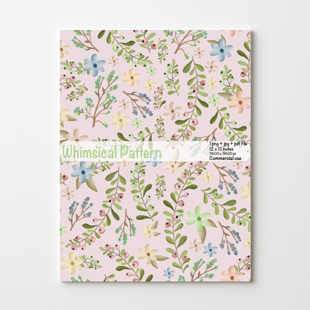 Pastel Floral Seamless Pattern, Watercolor Botanical Digital Paper ...
