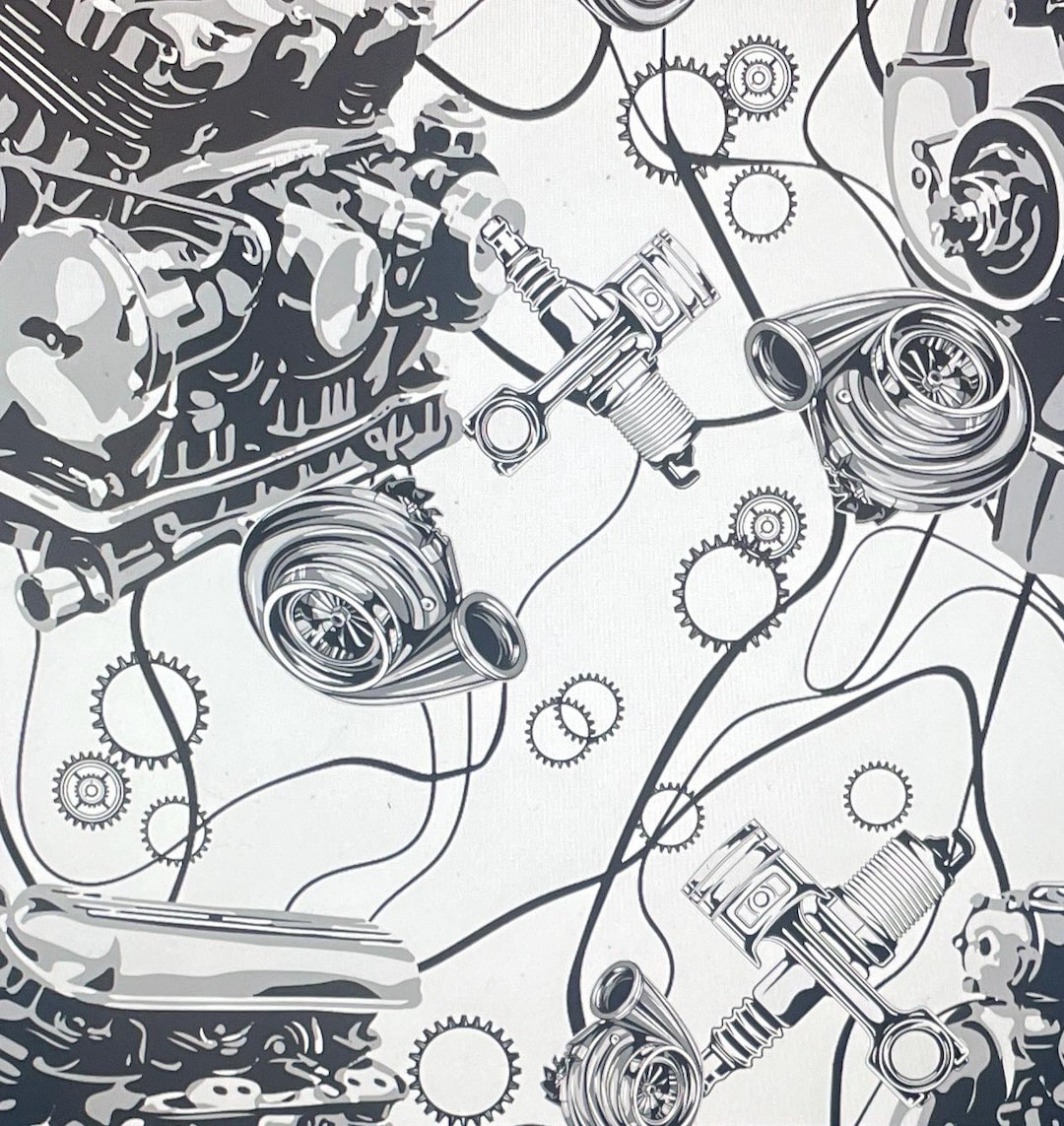 Seamless Mechanical Engine Pattern – Hand Drawn Industrial Gears Repeat ...
