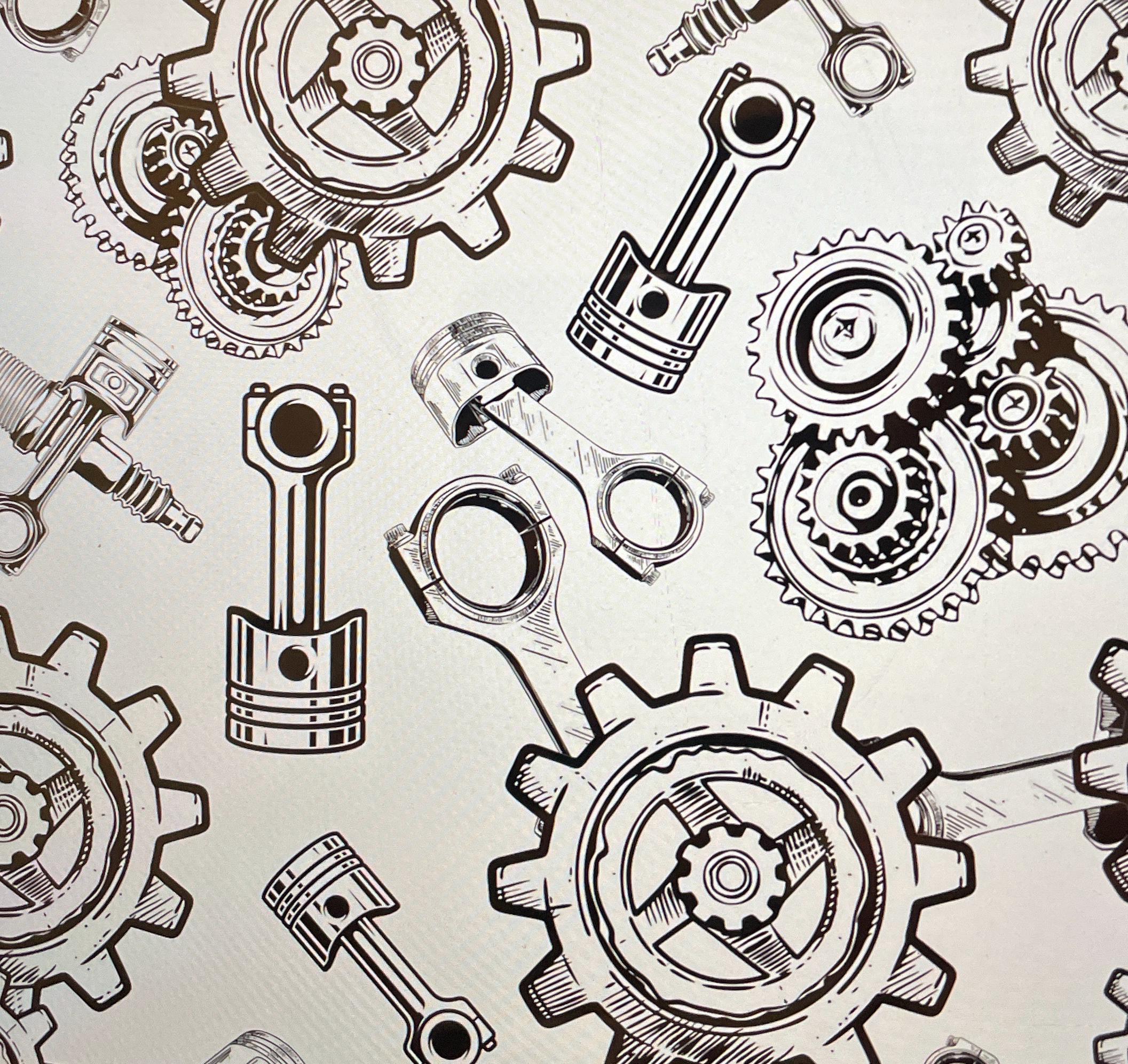 Piston Pattern. Model Mechanical Gear & Piston Seamless Pattern | Industrial Engine Digital ...