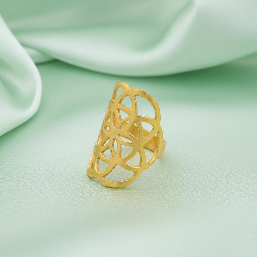 Scared Geometry Ring Sacred Geometry Ring | Gold Tone Brass Openwork Ring | Minimalist ...