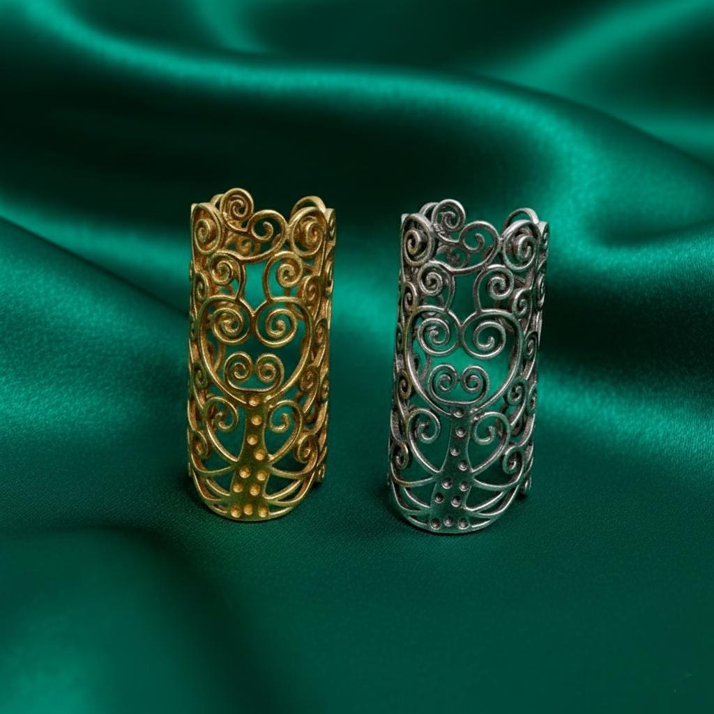 Ornate Brass Filigree Splint Ring - Adjustable Arthritis Support Band ...