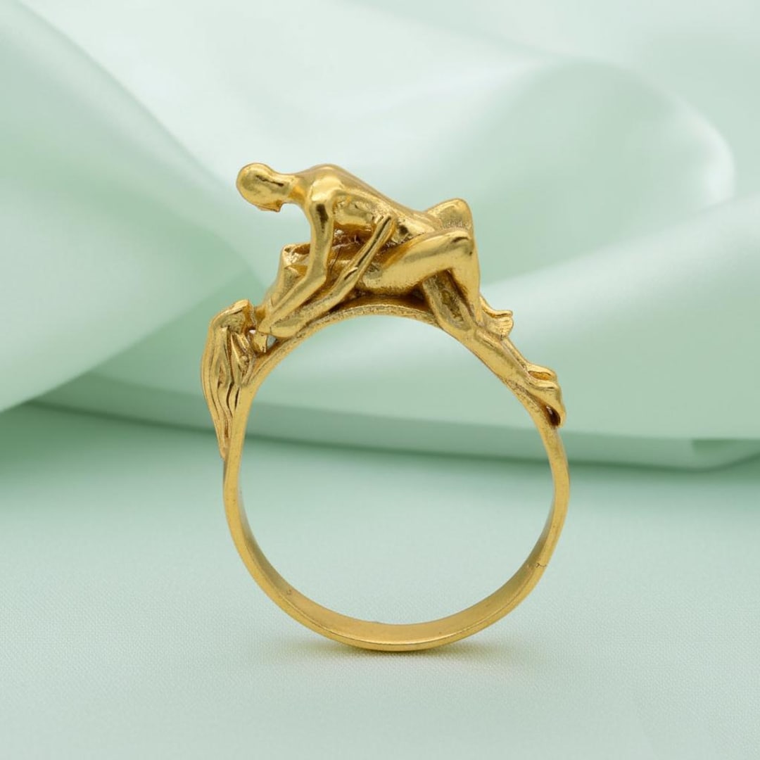 Human Form Rings Gold Sculptural Figure Ring, Artistic Statement Ring, Abstract Human ...