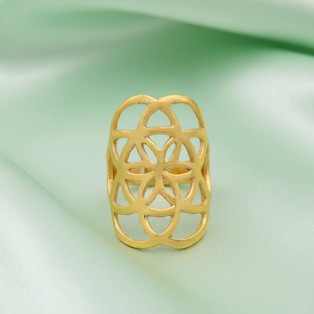 Scared Geometry Ring Sacred Geometry Ring | Gold Tone Brass Openwork Ring | Minimalist ...