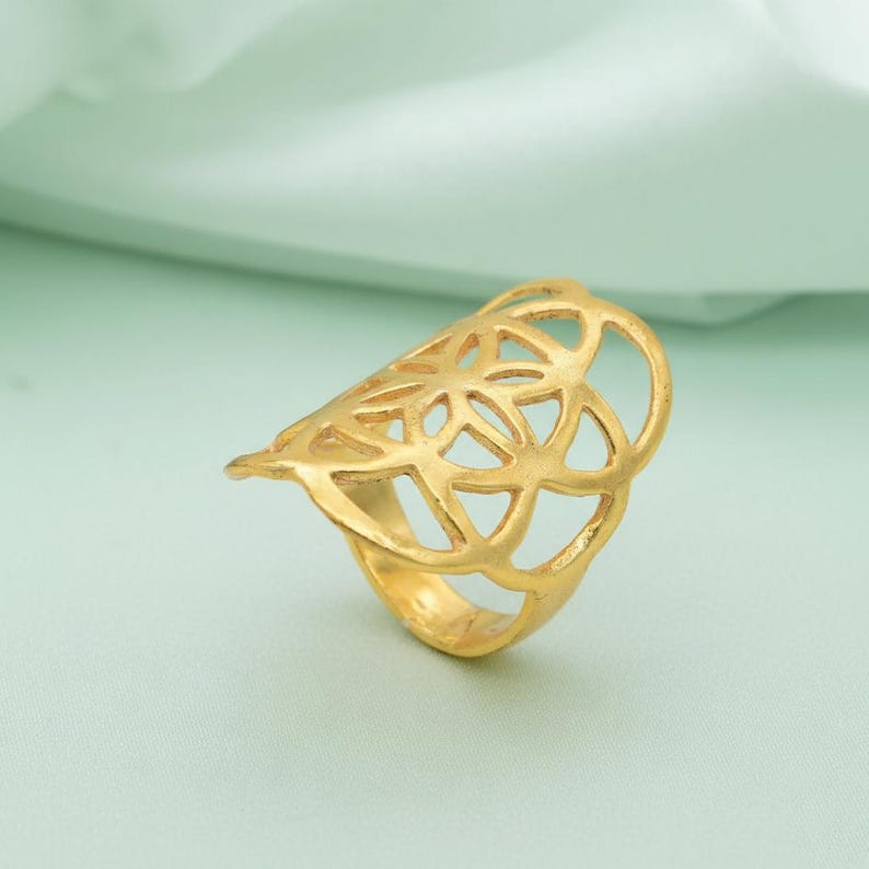 Scared Geometry Ring Sacred Geometry Ring | Gold Tone Brass Openwork Ring | Minimalist ...