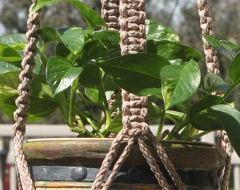 CLASSIC - Multi-Color Macramé Plant Hanger with Wood Beads - 6mm Braided Poly Cord in POTTERY