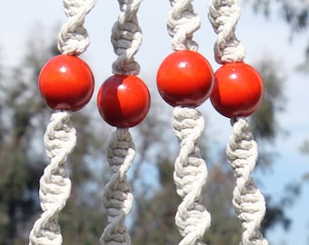 CROWNE ROYALE - Colgador de plantas de Macramé blanco NATURAL con cuentas de madera - Cordón de poliéster trenzado de 6 mm