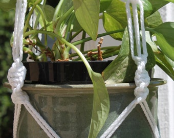 NAUTICA - Bright WHITE Macramé Plant Hanger - 4mm Braided Poly Cord
