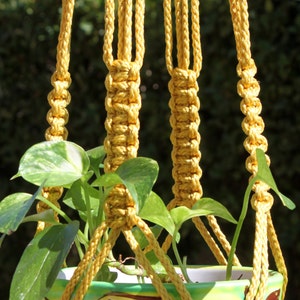 CROWNE ROYALE - GOLD Macrame Plant Hanger with Wood Beads - 6mm Braided Poly Cord