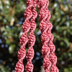 CLASSIC Pink Macramé Plant Hanger with Wood Beads 4mm Braided Poly Cord in ROSE image 3