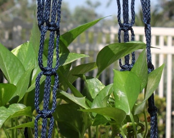 NAUTICA - Dark Blue Macrame Plant Hanger - 4mm Braided Poly Cord in NAVY