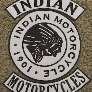 Indian Motorcycle Vintage Style Embroidered Biker Patch | Large Back Patch | Iron-On Sew-On Jacket Vest Applique