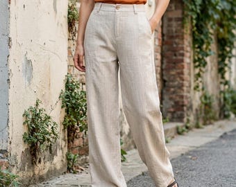 Relaxed Wide Leg Tencel Pants for Women – High Rise Flowy Trousers, Breathable Summer Slacks, Minimal Capsule Wardrobe Essential