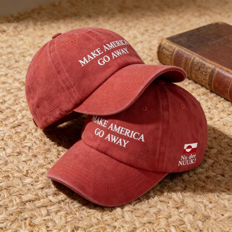 Få Amerika att försvinna-kepsar, anpassad text Nu Det Nuuk-sida, personlig anti-MAGA-politisk keps, Grönlands flagga pappakeps, rolig parodigåva bild 2