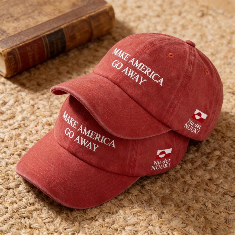 Få Amerika att försvinna-kepsar, anpassad text Nu Det Nuuk-sida, personlig anti-MAGA-politisk keps, Grönlands flagga pappakeps, rolig parodigåva bild 3