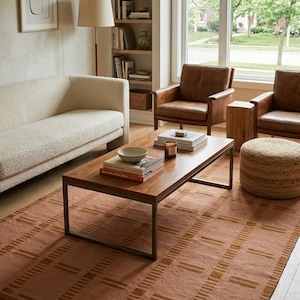 Skandinavischer Kelim-Teppich in Rot und Rosa, handgewebt aus Wolle, Flachgewebe, 240 x 300 cm, schwedischer Teppich, Wohnaccessoire