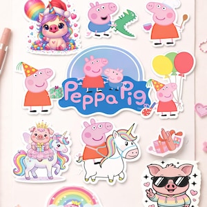 Peppa Pig karakter clipartbundel | Shirtontwerp kinderfeestje (SVG, PNG, PDF)