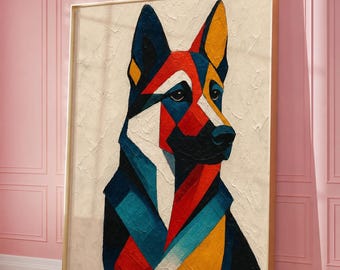Retrato personalizado de perro estilo Pop Art – Arte geométrico para la pared de tu mascota (Descarga digital)