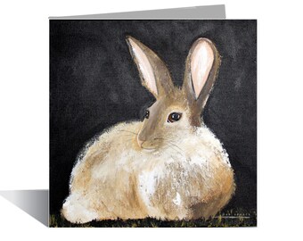 Rabbit Greeting Card / Blank Inside / Bunny Greeting Card / 5 x 5 card with Envelope