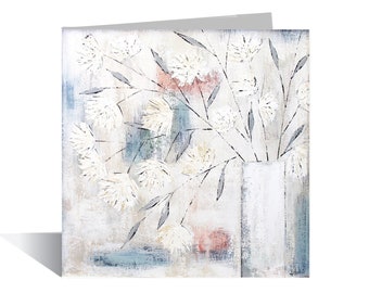 Abstract Floral Vase Greeting Card / Blank Inside / 5 x 5 card with envelope