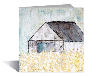 Barn Greeting Card / Field Barn Card / 5 x 5 Card with Envelope / Blank Inside