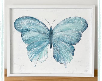 Butterfly Painting / Original Framed Acrylic on Wood Panel