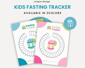 Kids Fasting Tracker For Ramadan  | Printable | blue, Pink  | A3 A4 US Letter