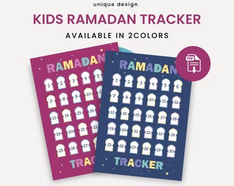 Kids Ramadan Tracker Countdown  | Printable | blue, Pink  | A3 A4