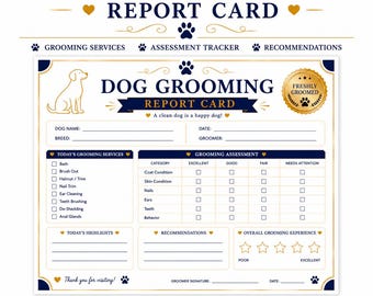 Dog Grooming Report Card Printable | Pet Groomer Feedback Form (PDF Download)