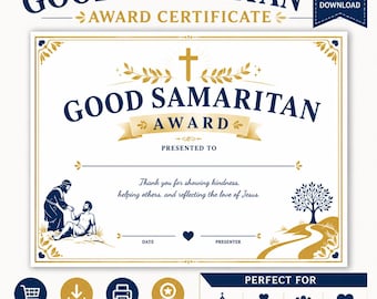 Good Samaritan Award Certificate | Christian Kindness Volunteer Recognition (Digital Download)